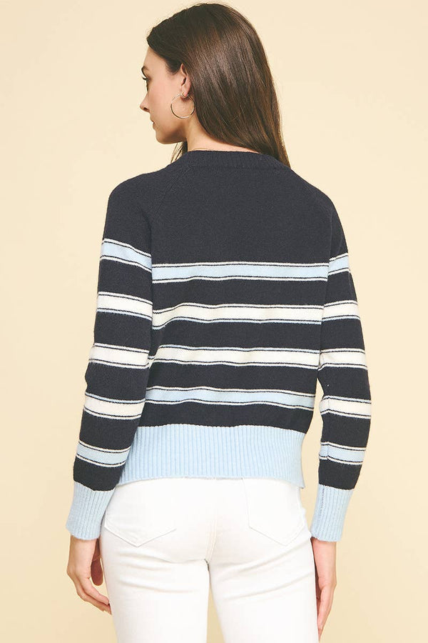 Striped Knit Color Block Sweater