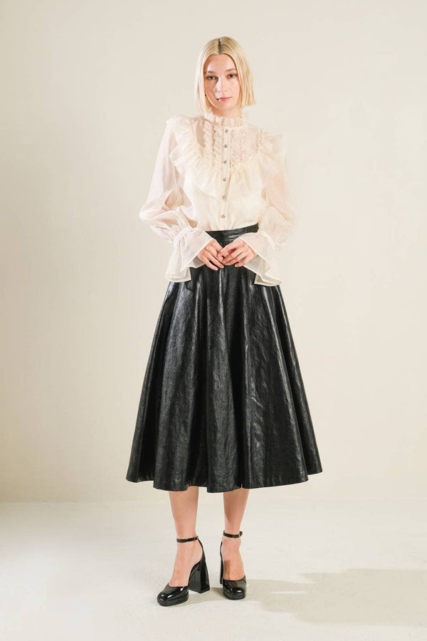 A faux leather full skirt