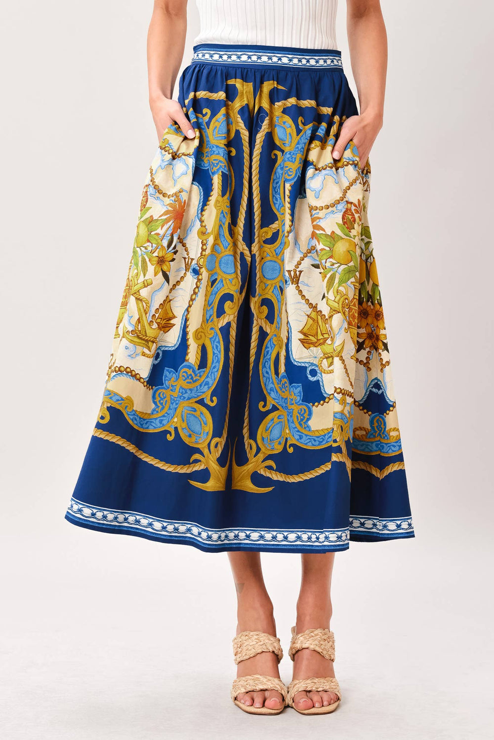 Printed Woven Midi Skirt