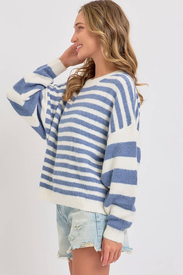 Soft Cozy Everyday Wardrobe Striped Knit Sweater