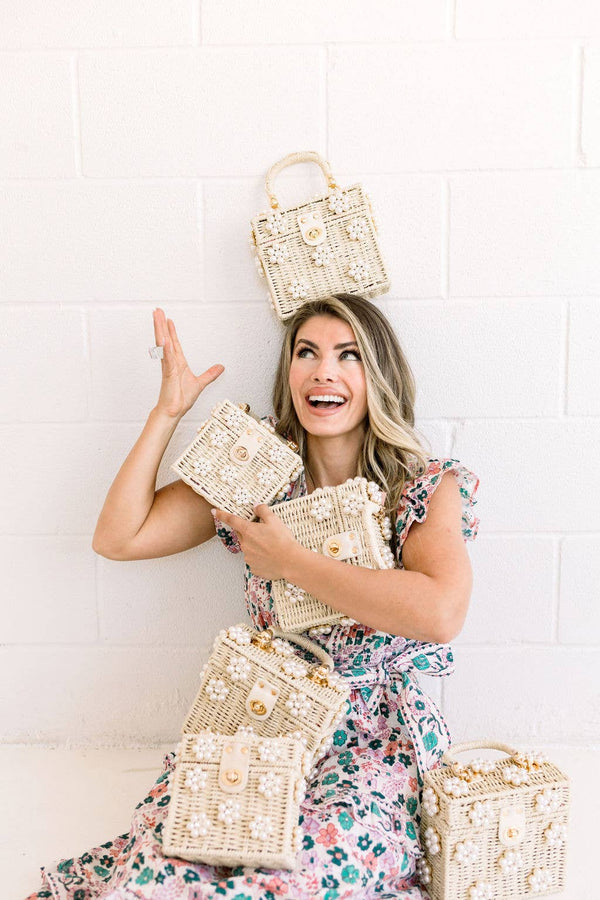Wicker Bucket Daisy Flower Purse