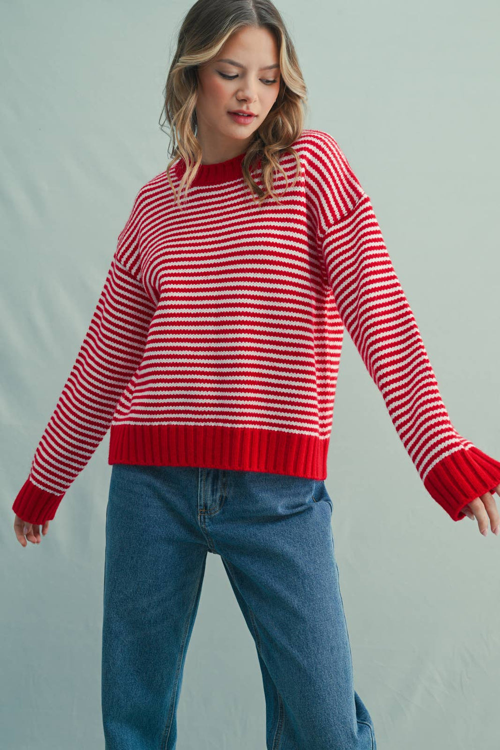 Striped Drop-Shoulder Sweater