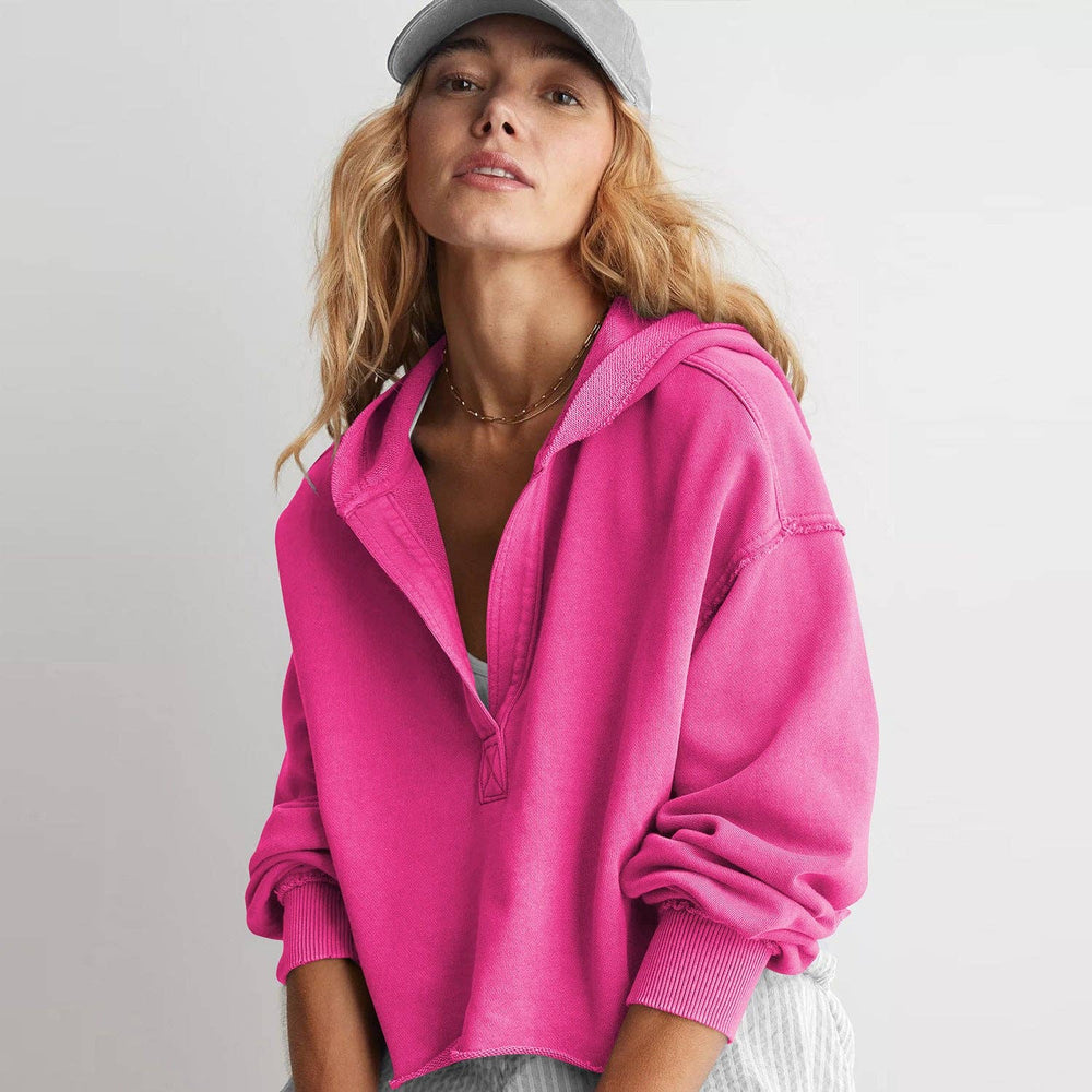 Hooded Loose Fit Long Sleeve Casual Pullover