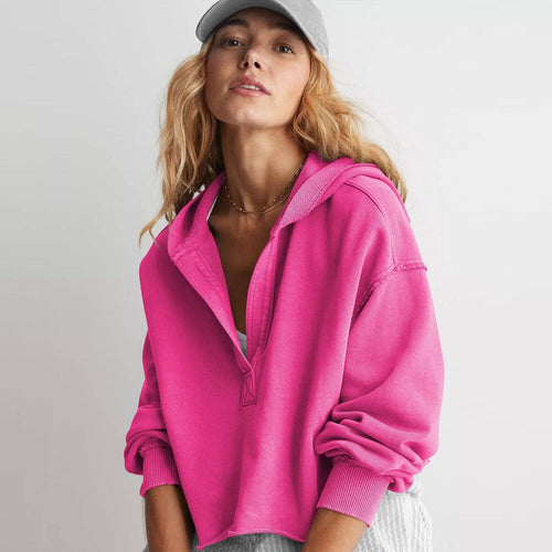 Hooded Loose Fit Long Sleeve Casual Pullover