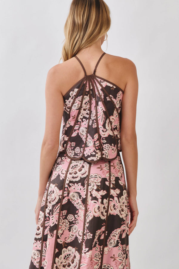 Floral Print Paneled Detail Set
