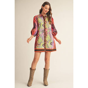 Multi Color Leopard Floral Dress