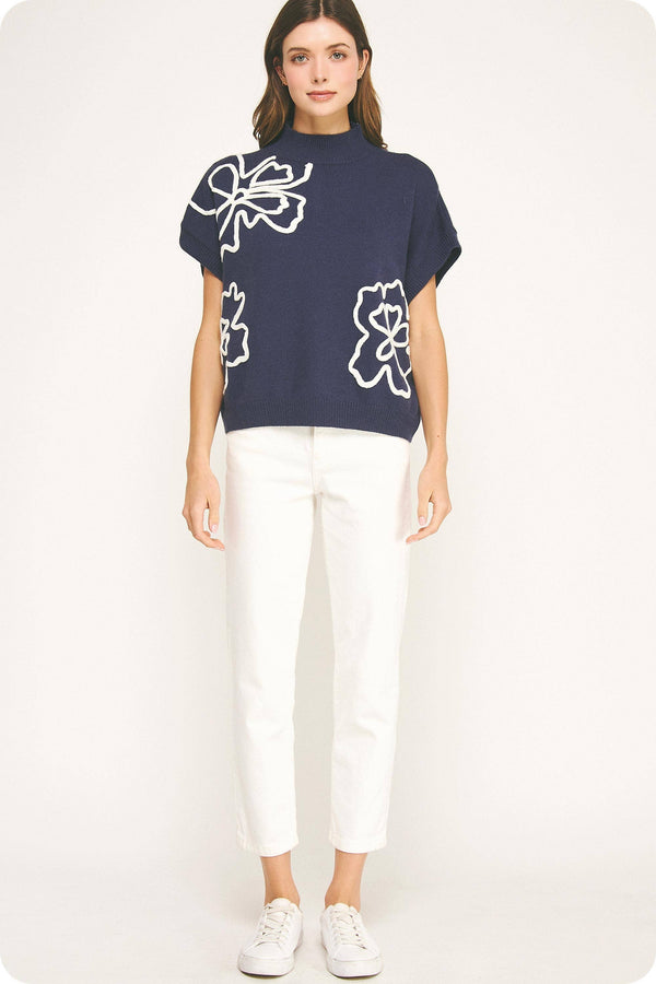 Floral Embroidered Knit Top
