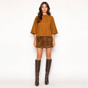 Rust & Romance camel suede top  