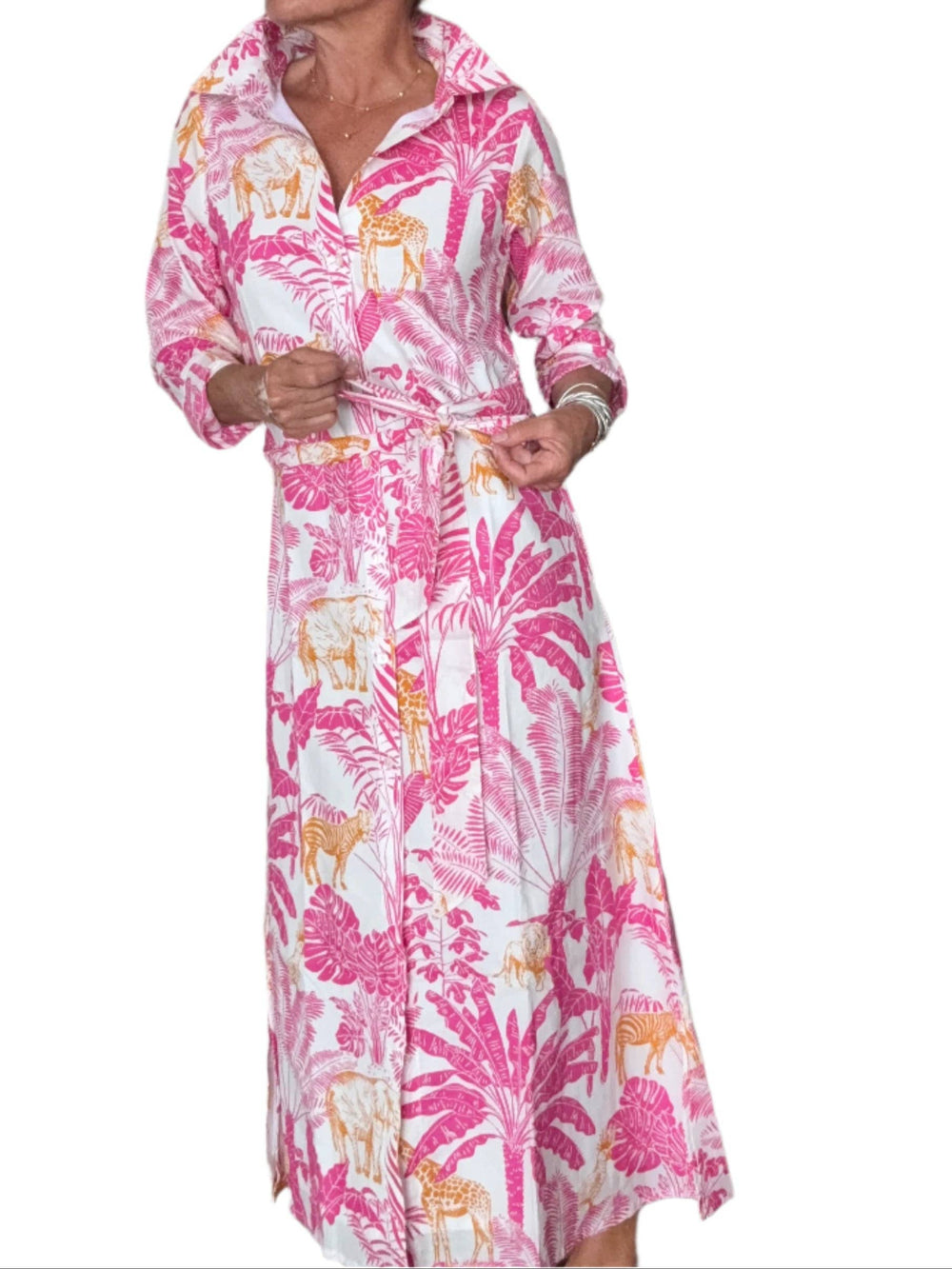 Apres Beach Shirtdress- Giraffe Block Print