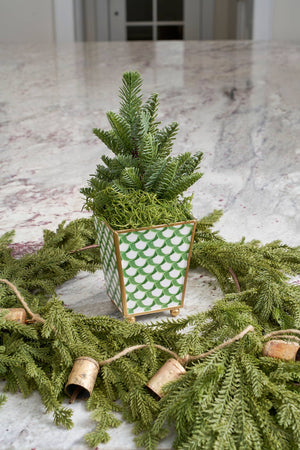 Scales Enameled Square Cachepot Planter - Green