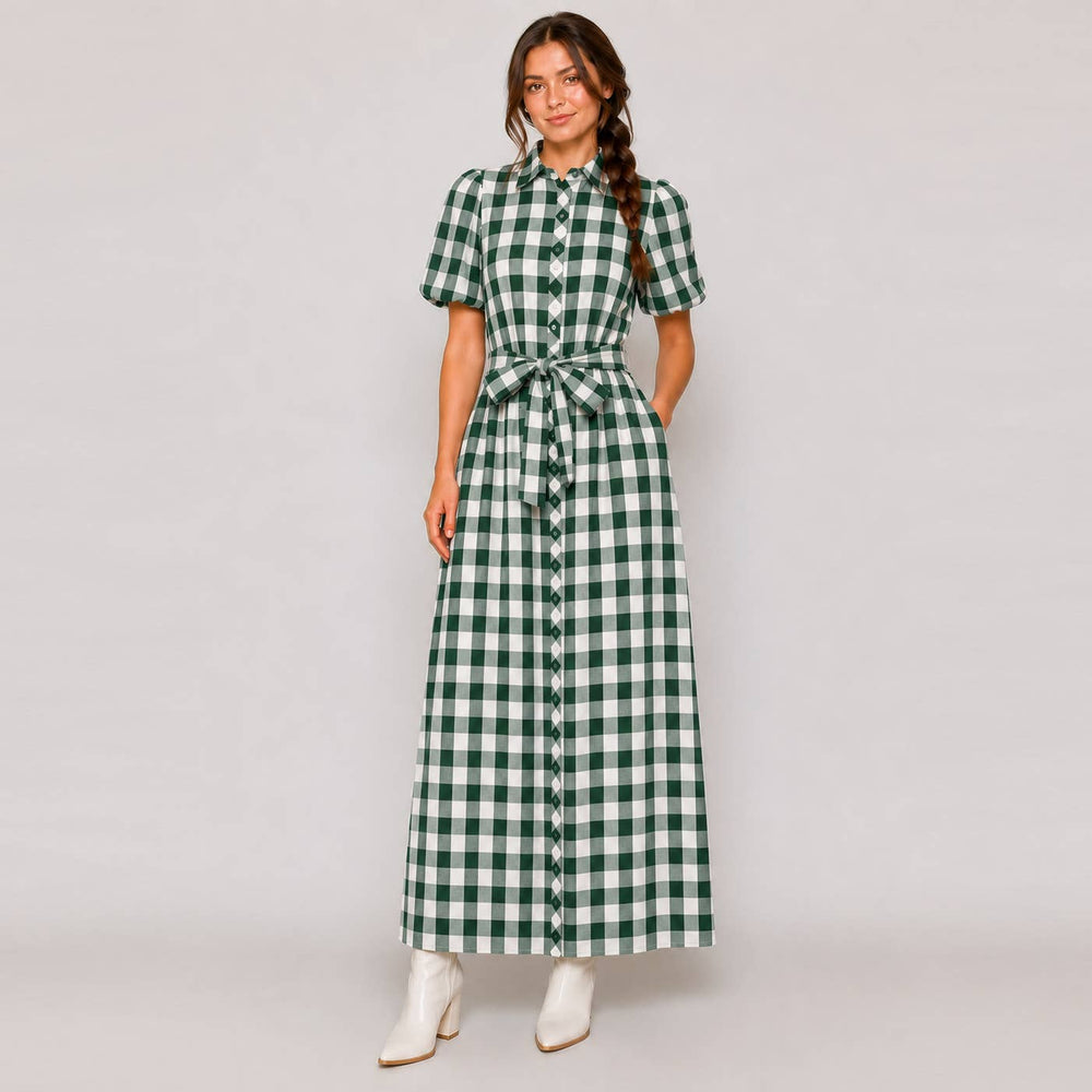 Harper Check Maxi Shirt Dress