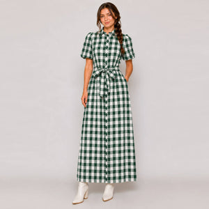 Harper Check Maxi Shirt Dress