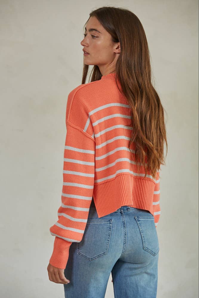 Knit Sweater Striped Crop Pullover