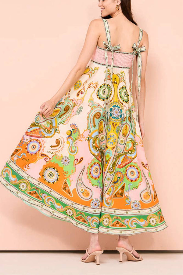 Fall Bohemian Printed Sleeveless Maxi Dress
