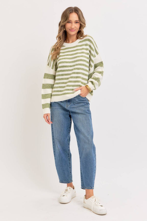 Soft Cozy Everyday Wardrobe Striped Knit Sweater