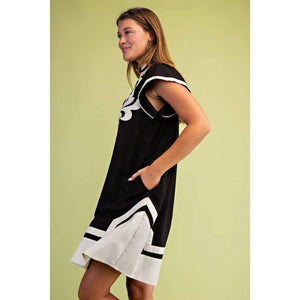 V-Neck Mini Dress - Black