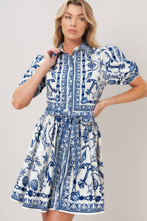 A Printed Woven Mini Dress