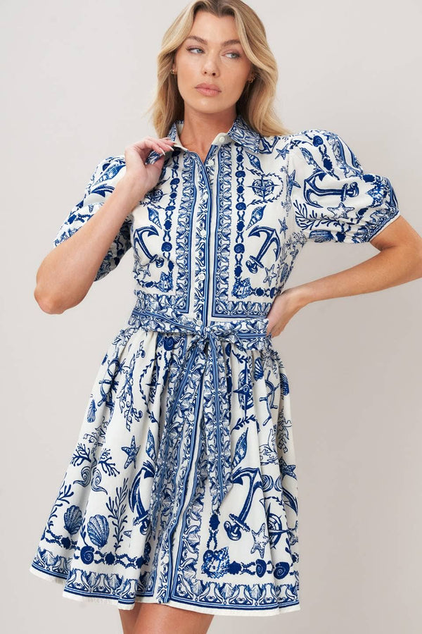A Printed Woven Mini Dress