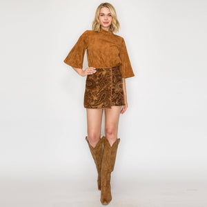 Rust & Romance camel suede top  