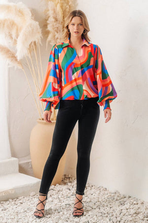 Geo Print Blouse