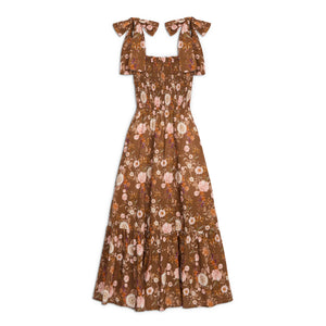 Emma Bow Maxi Dress | Brown Chinoiserie