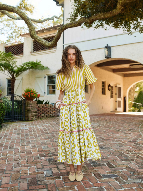 Banyan Puff Sleeve Dress - Lime & Vine