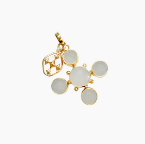 Gemstone Cross Charm with Shield