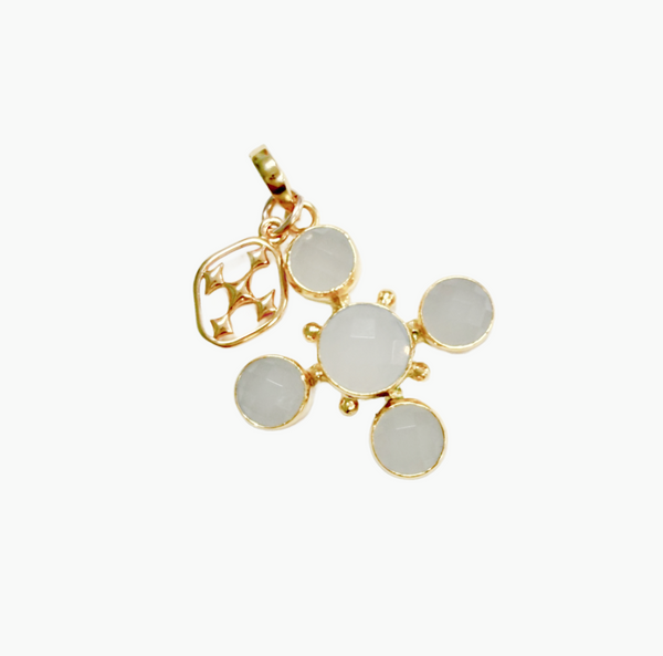 Gemstone Cross Charm with Shield