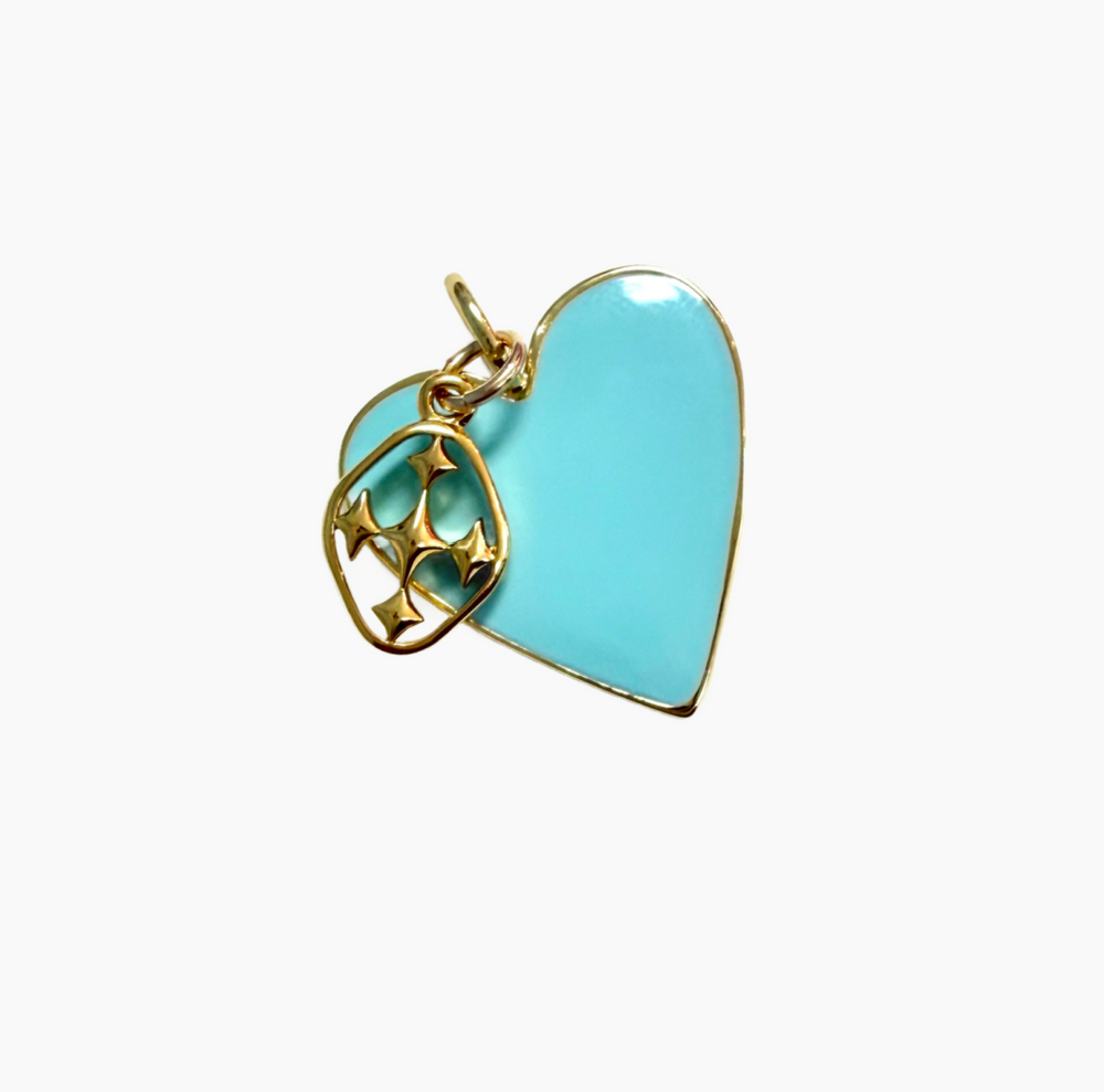 Blue Enamel and Gold Charm with Shield