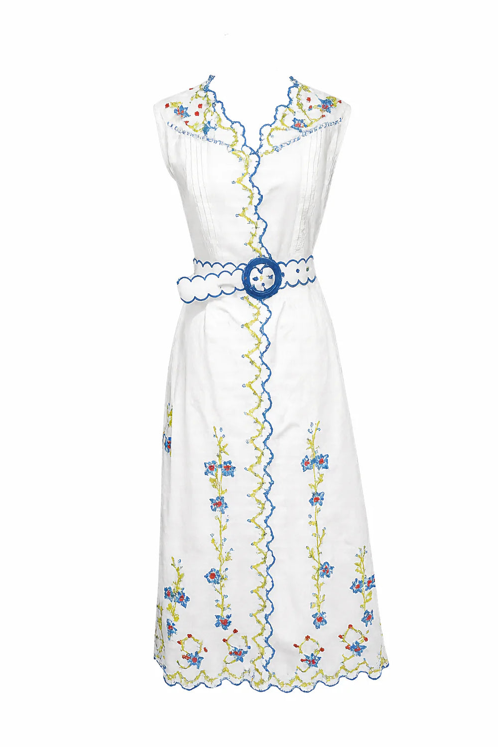 Blue Poppy Crosstitch Midi dress