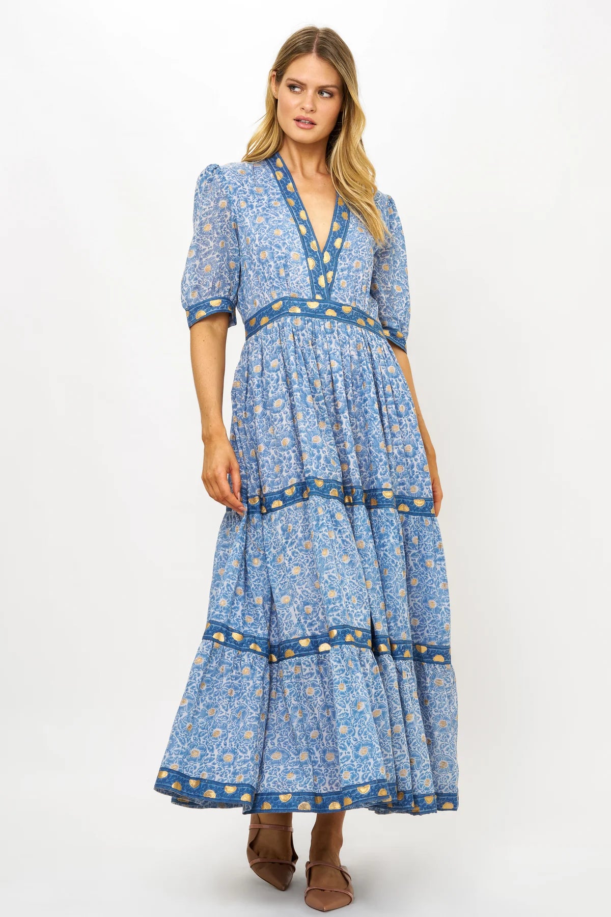 V Neck Cuffed Maxi - Budapest