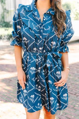 Autumn Dress-Navy Peony