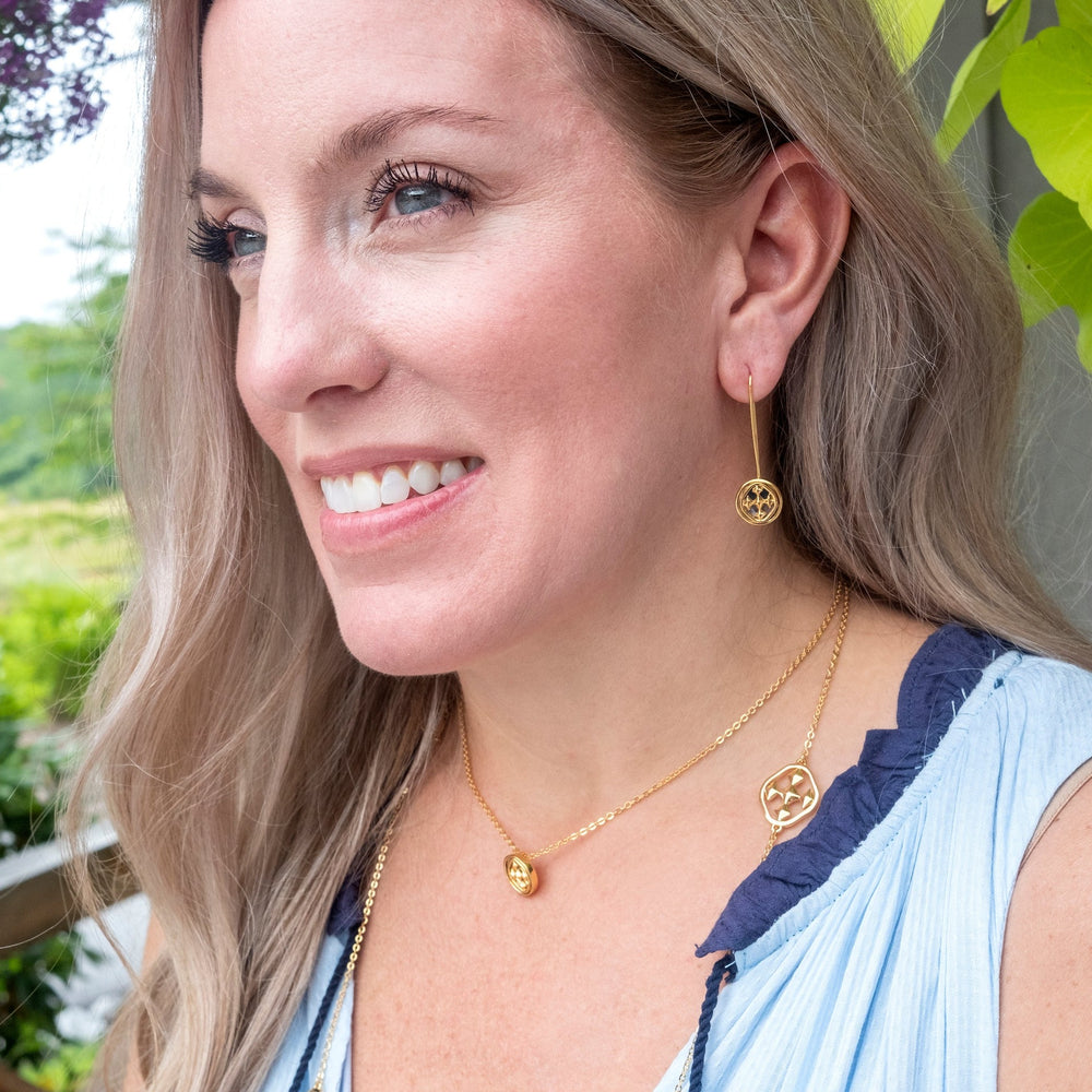 drop wire medallion earrings