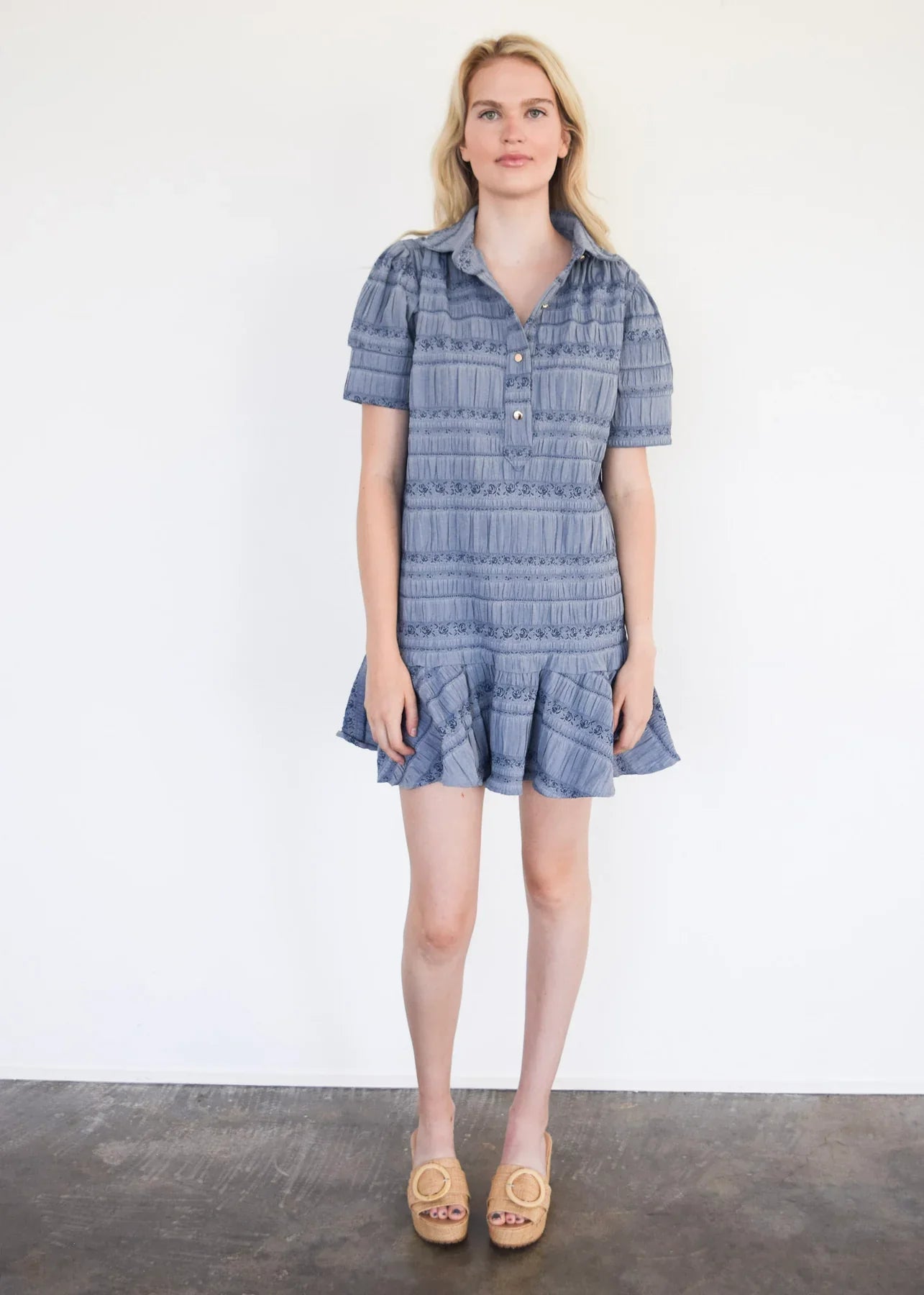 Everything Short Sleeve Dress with Ruffle