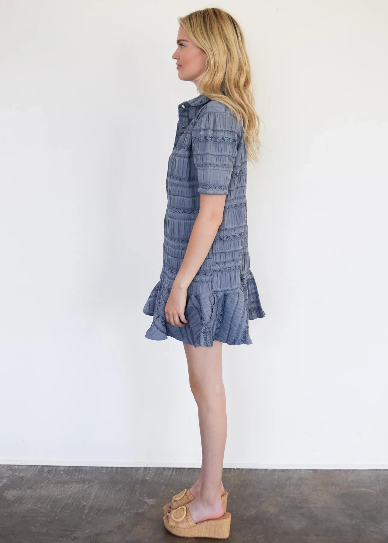 Everything Short Sleeve Dress with Ruffle