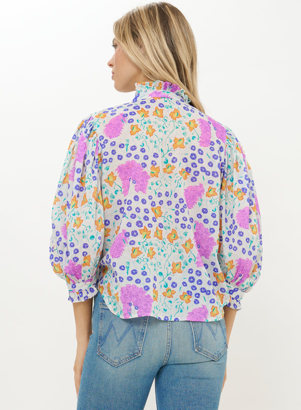 Ruffle Front Button Blouse