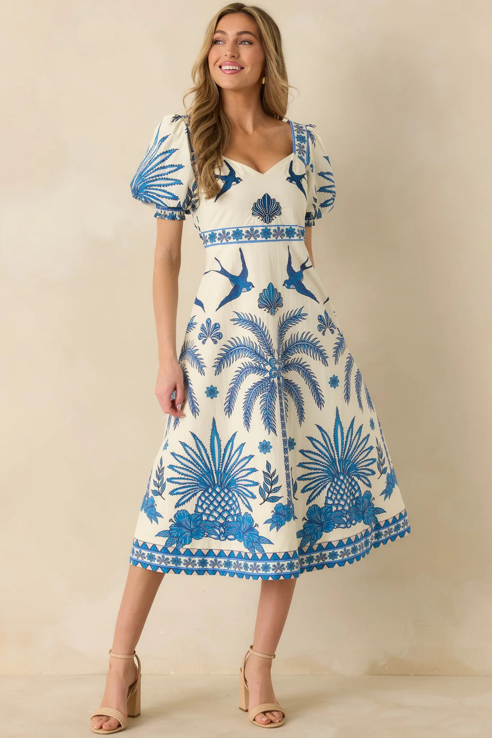 Godthab Vibrant Tropical Print Midi Dress