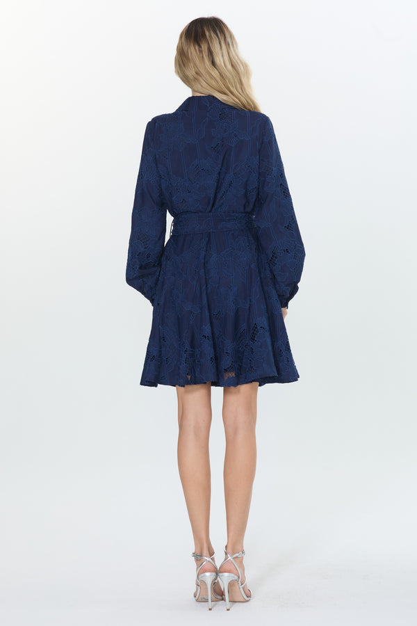 Serane Embroidered Lace Shirt Dress