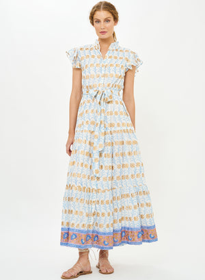 Ruffle Collar Button Maxi