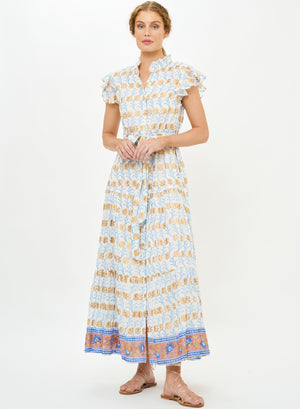Ruffle Collar Button Maxi