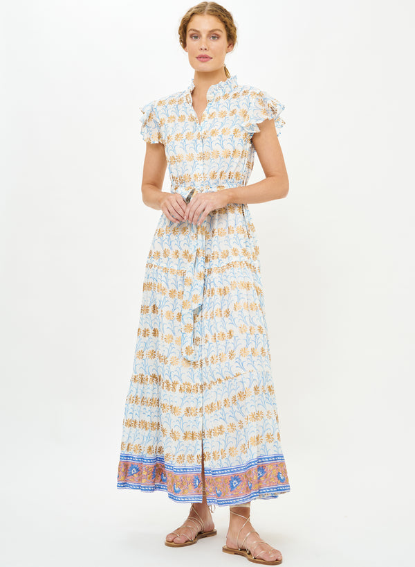 Ruffle Collar Button Maxi