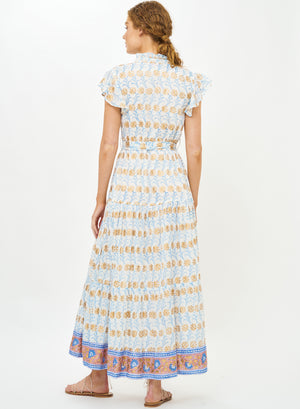 Ruffle Collar Button Maxi