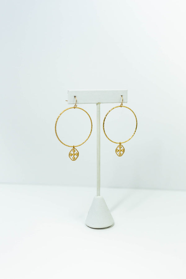 hammered hoop shield earring