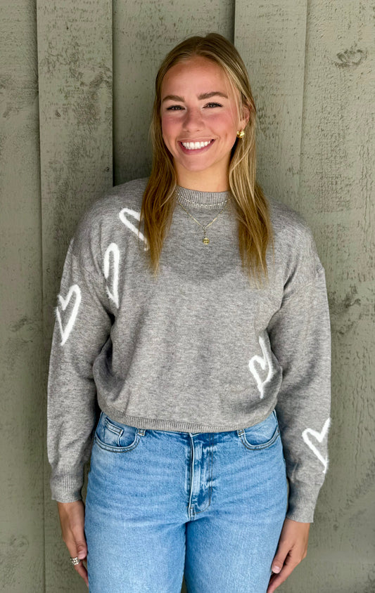 Heart Sweater - Heather Grey