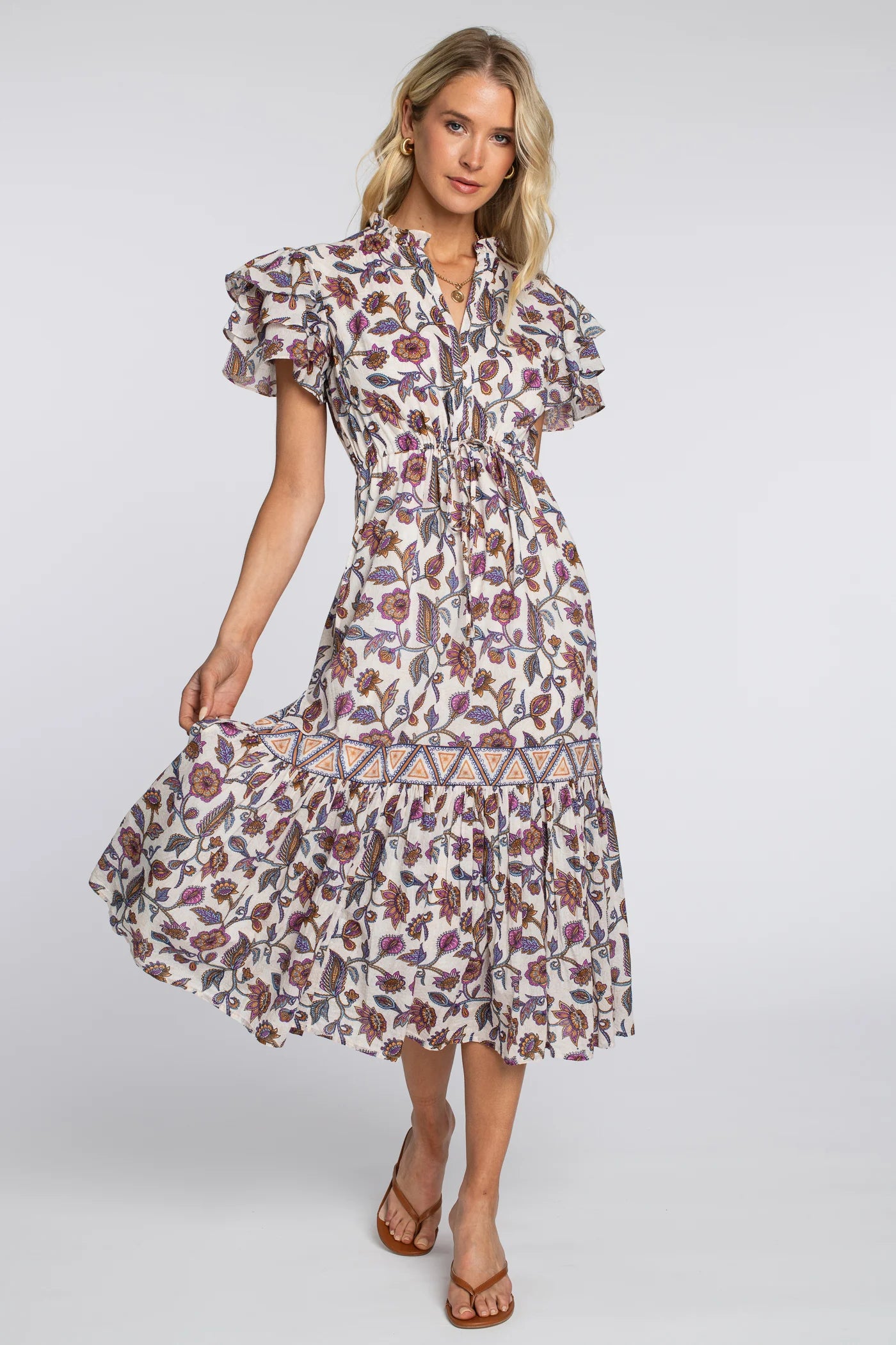 Delia Dress - Ivory Cactus Flower