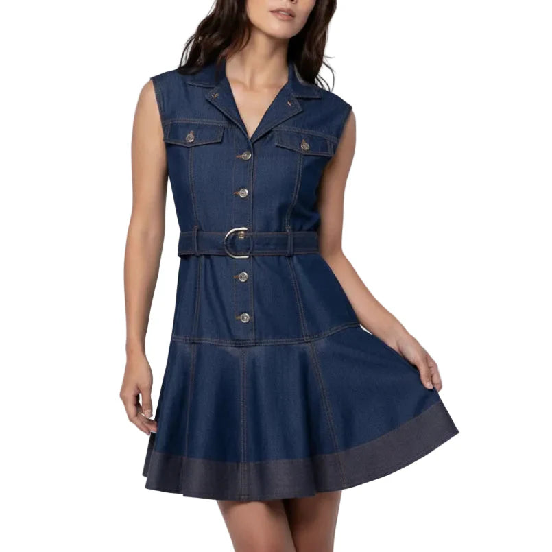 Belted Denim Mini Dress