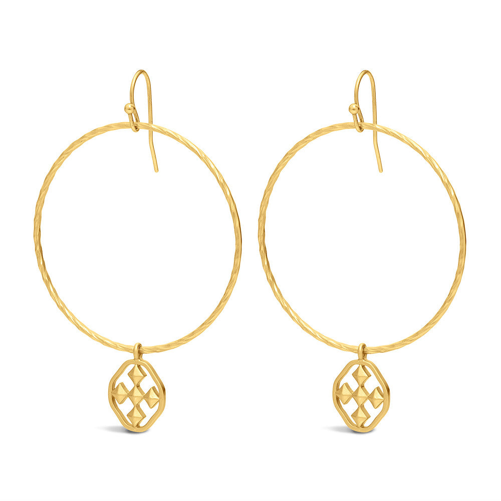 hammered hoop shield earring