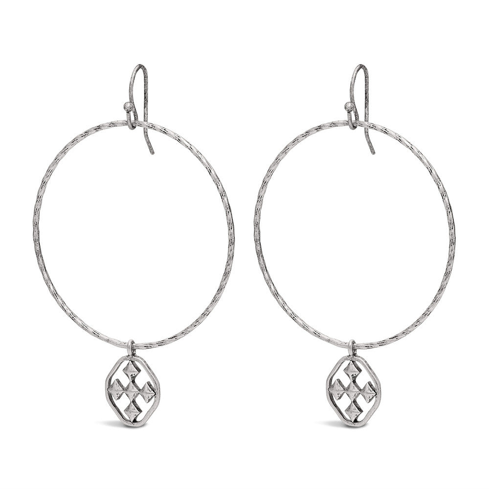 hammered hoop shield earring