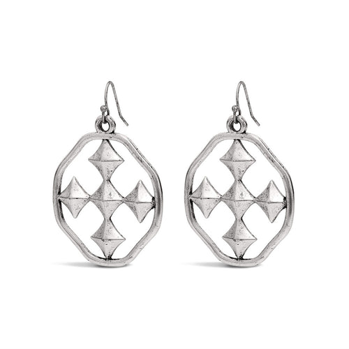 large dangle shield earrings