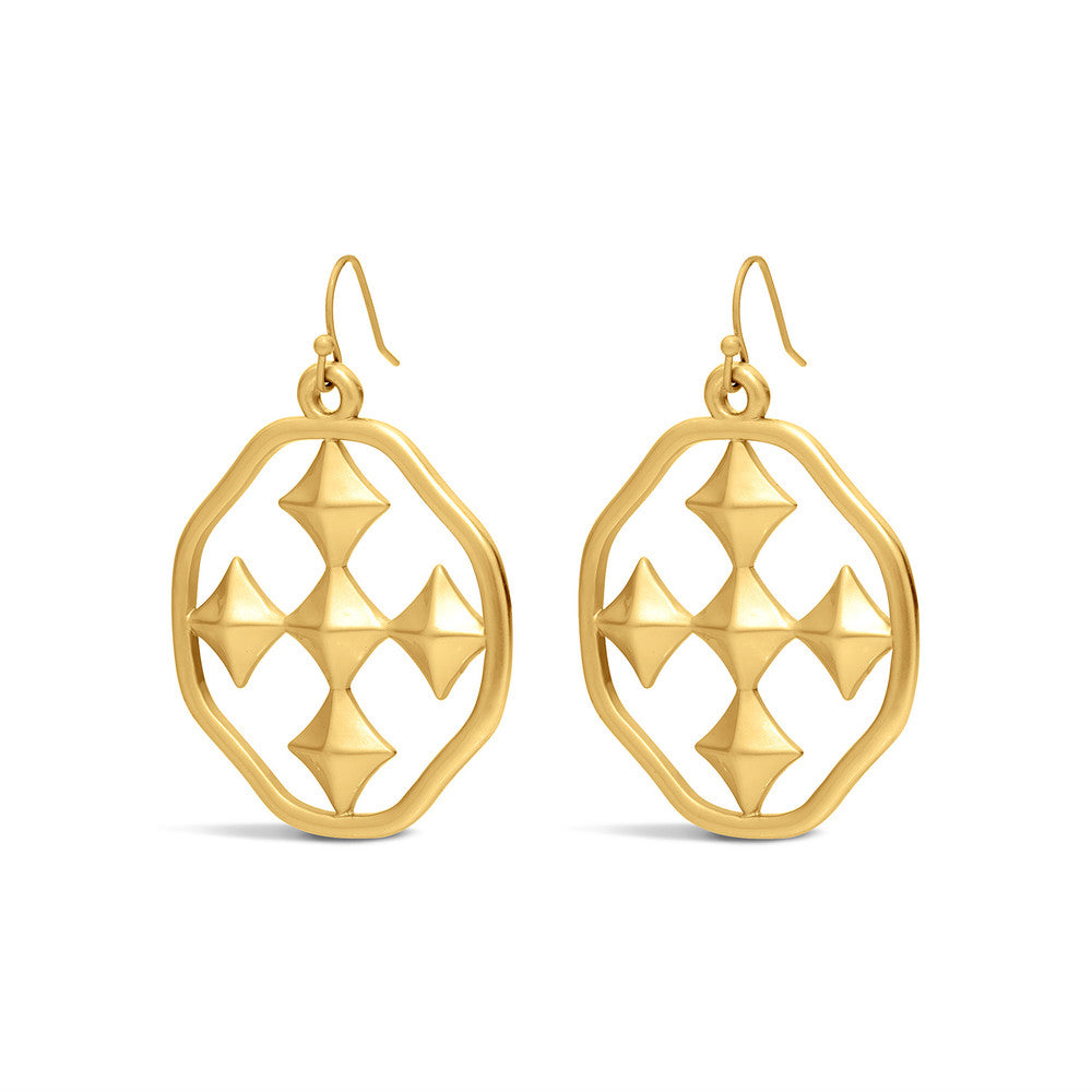 large dangle shield earrings